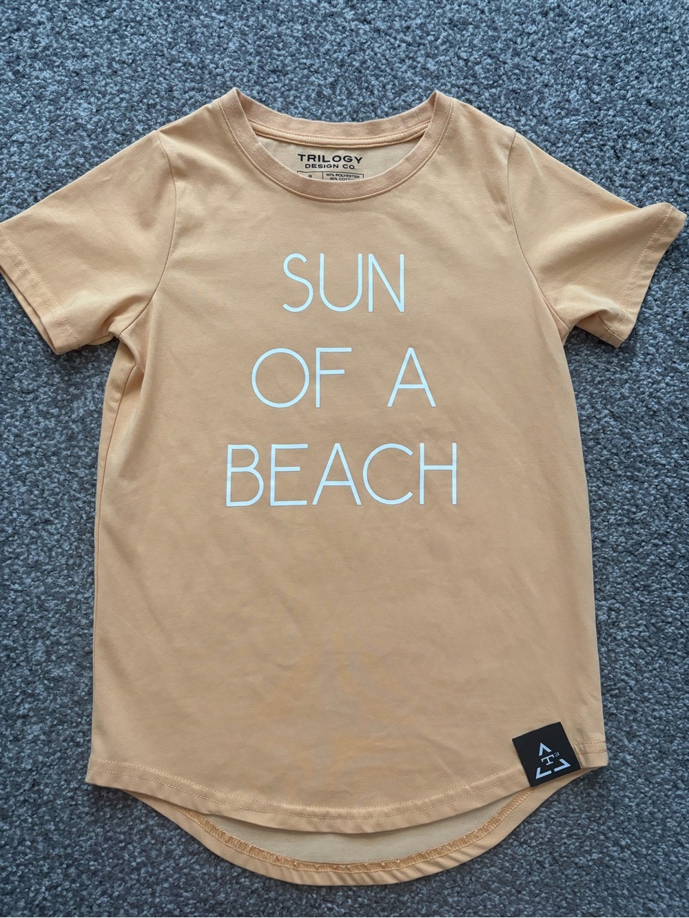 Trilogy Design Co Boys Size 8 Sun of a Beach Tee Tan Beach Vacation Shirt